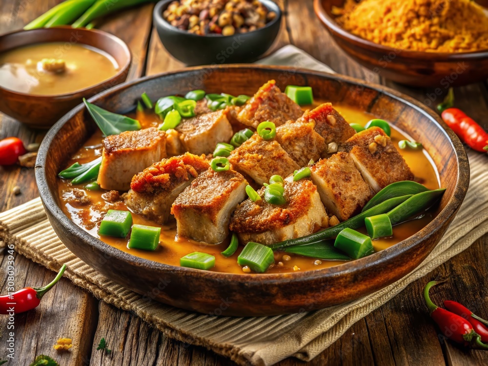 Delicious Crispy Pork Kare Kare Filipino Dish - Stock Photo Delicious Crispy Pork Kare Kare Filipino Dish - Stock Photo