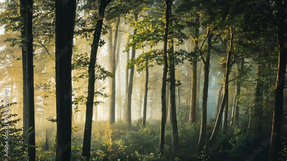 Sunlight in the misty forest【4K】 Sunlight in the misty forest【4K】