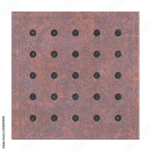 Wall Mural Rusty Dungeon Trap Tile, 3d illustration isolated on white background