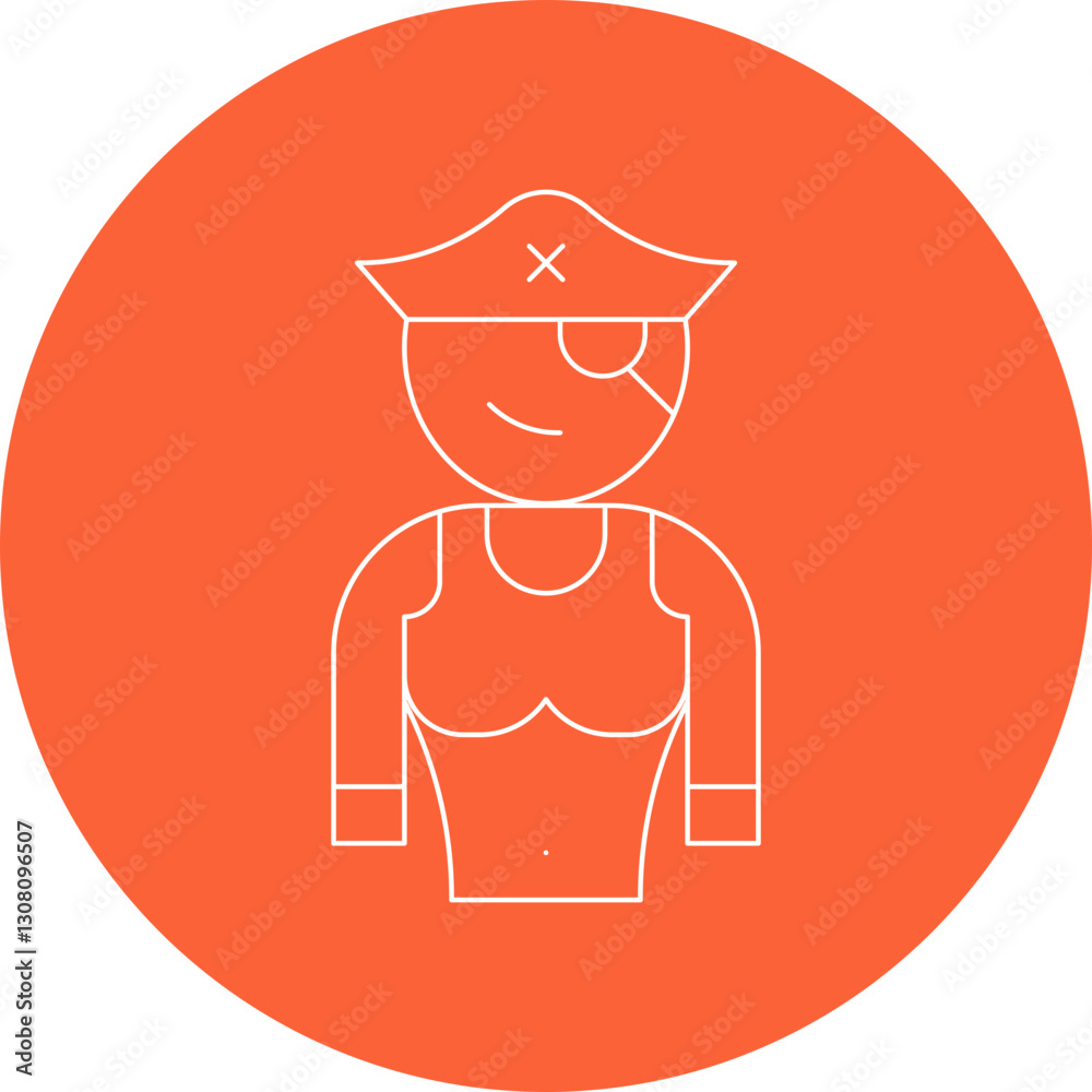 Female Pirate icon single vector illustration Female Pirate icon single vector illustration