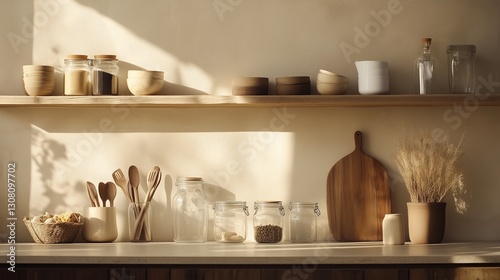 Wallpaper Mural Eco-Friendly & Sustainable Living Zero-Waste Kitchen with Glass Jars & Wooden Utensils Torontodigital.ca