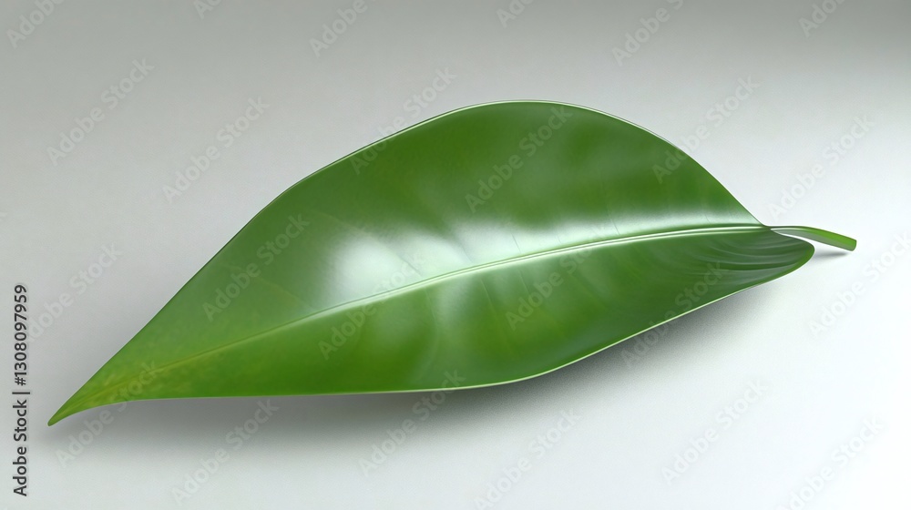Obraz premium Single green leaf, isolated, studio shot, nature background, eco-friendly design