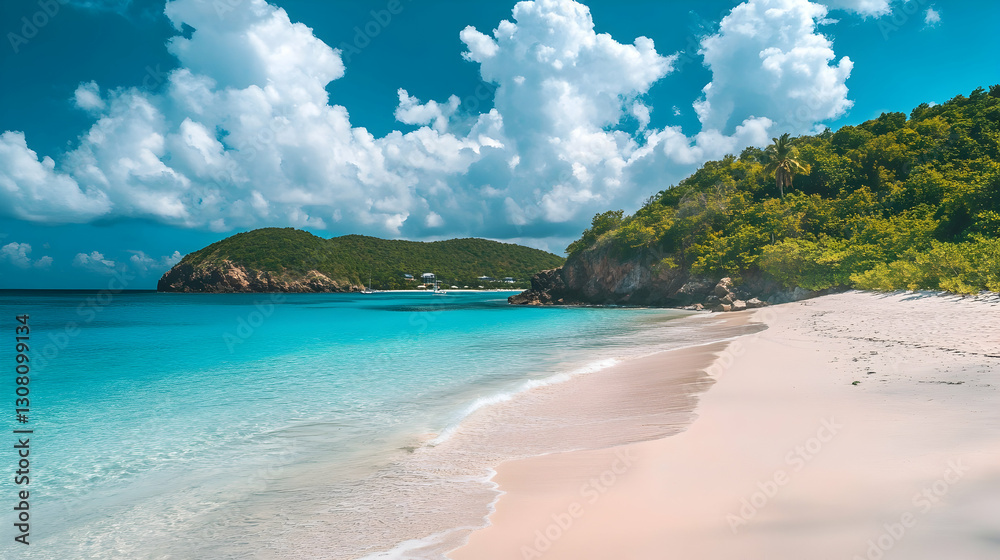 Secluded beach panorama with cloud formations and ample negative space Secluded beach panorama with cloud formations and ample negative space