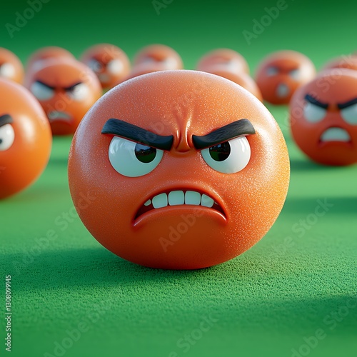 Angry orange emoji crowd