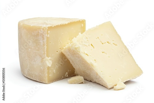 Two Delicious Pieces of Cheese,Isolated on White Background, High Detail, 8K