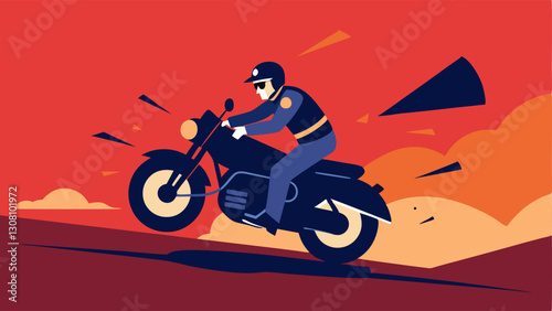 Tight Turn A dramatic curve showing the police officer leaning into a tight turn on their motorcycle focusing ahead on the crumbling vehicle they follow.