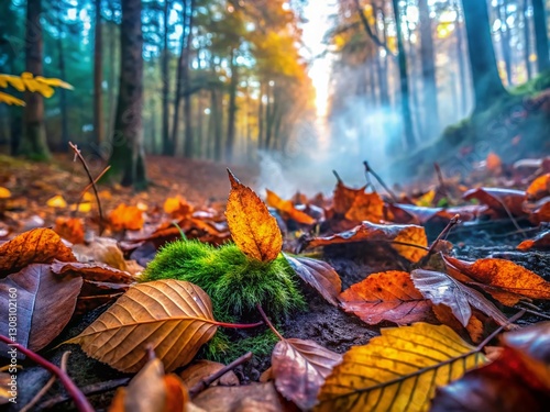 Dense Spray Paint Mist on Forest Floor: Abstract Nature Texture Stock Photo photo