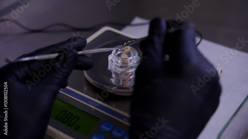 Weighing A Gram of Fresh Frozen Live Rosin, Lab Lighting