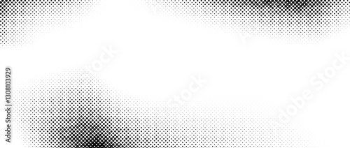 Dotted halftone texture background. Monochrome pop art gradient overlay. Vanishing grunge gritty noise wallpaper. Weathered pixelated raster comic backdrop. Vector bitmap fading subtle surface