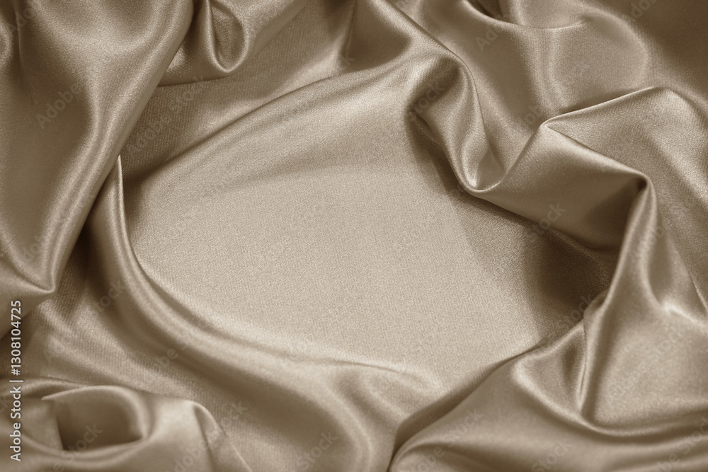 Gold golden silk satin fabric background. Product space. Drapery. Show mockup presentation show podium display. Beauty luxury festive cosmetics perfume decoration gift. Design.