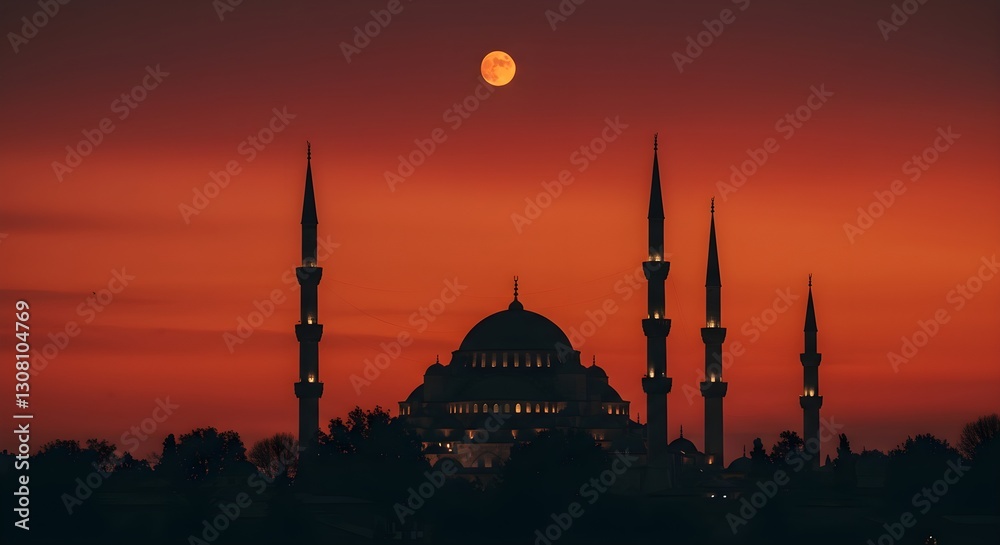 Obraz premium silhouette mosque at evening