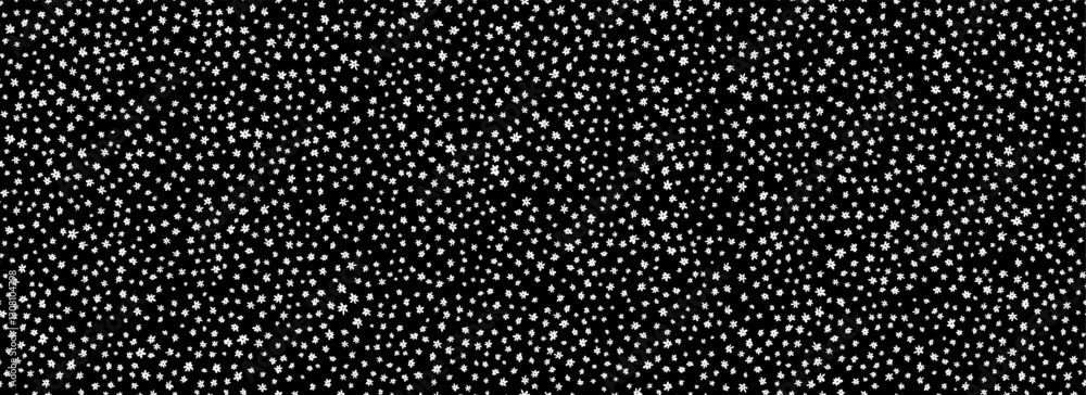 Tiny black flowers seamless pattern. Ditsy repeated pattern. Floral background for textile print, fabric swatch, dress ornament, clothes design ornament. Vector cute romantic small ditzy wallpaper