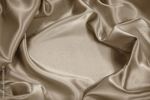 Gold golden silk satin fabric background. Product space. Drapery. Show mockup presentation show podium display. Beauty luxury festive cosmetics perfume decoration gift. Design.