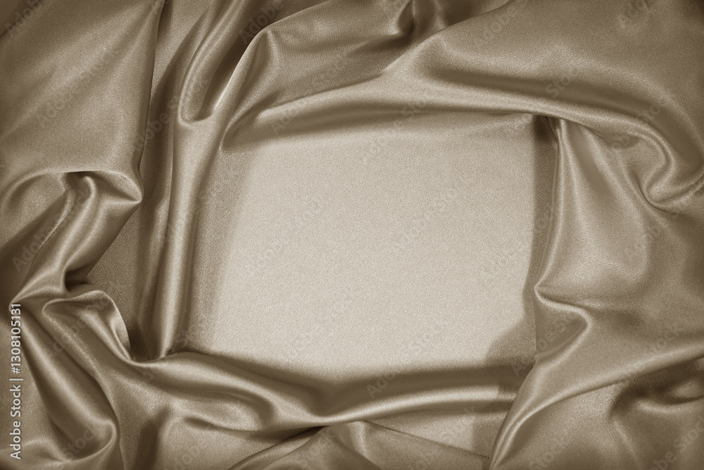Gold golden silk satin fabric background. Product space. Drapery. Show mockup presentation show podium display. Beauty luxury festive cosmetics perfume decoration gift. Design.