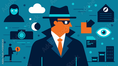 These illustrations can capture various aspects of a detectives surveillance operation emphasizing their stealth focus and the environment around them.