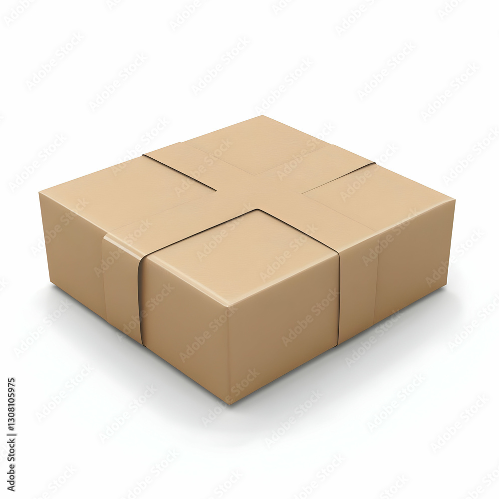 3D Render of a Tied Cardboard Box for Shipping and Delivery 3D Render of a Tied Cardboard Box for Shipping and Delivery