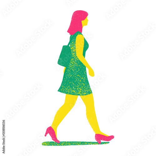Side people walking woman person art illustration vector