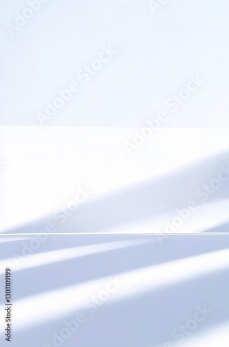 Serene White Space with Gentle Shadows Evoking Calmness and Tranquility