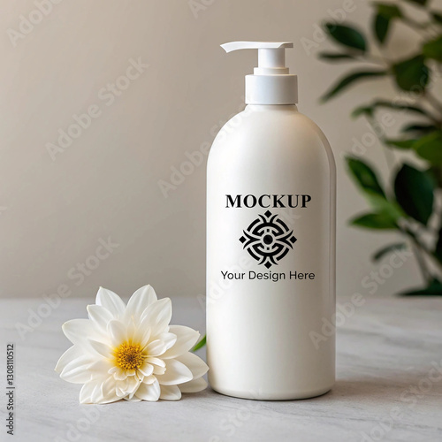 Realistic 3D render bottle mockup design