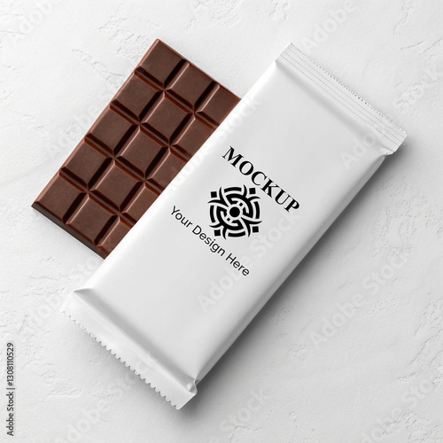 Realistic 3D render chocolate packet mockup design