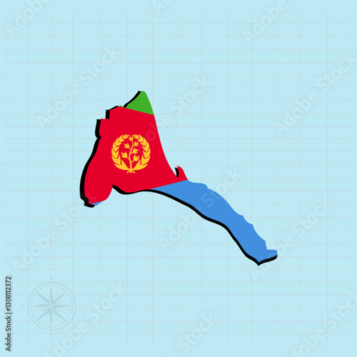 Vector illustration of Eritrea flag map.