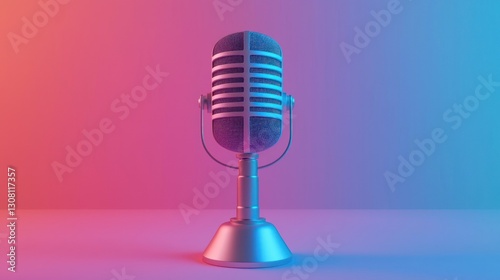 A sleek podcast cover design featuring a bold microphone icon and vibrant colors.