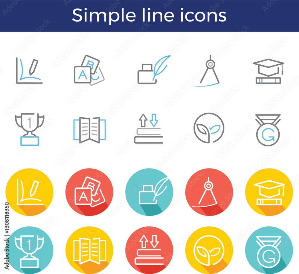 Fototapeta premium Business simple line icon set, vector illustration