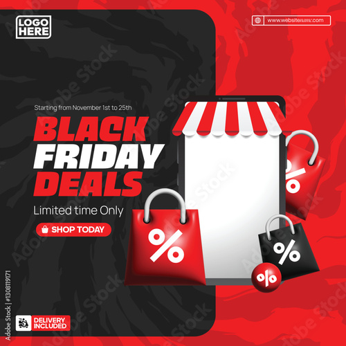 Bold and Eye Catching Black Friday Ad Poster for Social Media