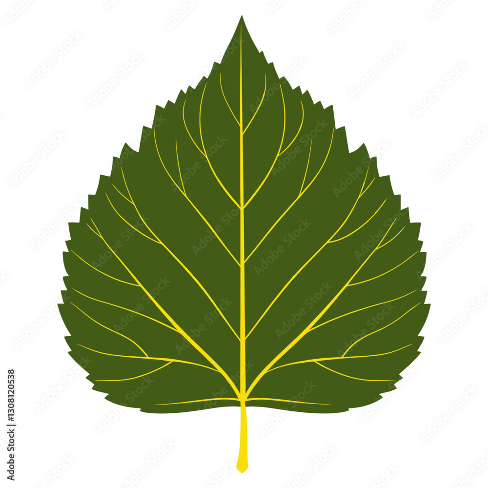 Obraz premium Green yellow birch leaf illustration chandelier botanical vector