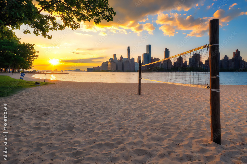 Fototapeta premium nyc sunset artificial beach