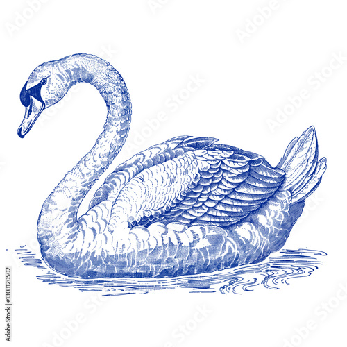 Hand drawn swan vintage drawing animal vector