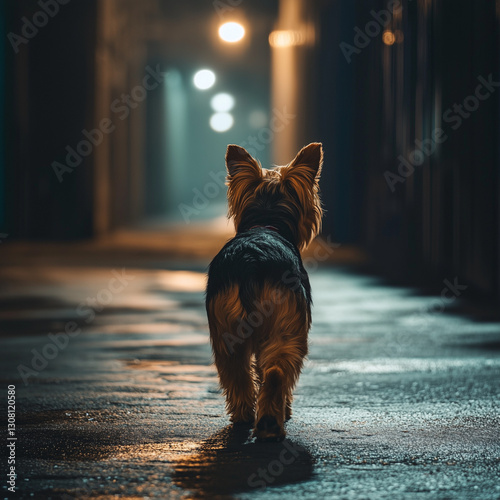 A Yorkshire Terrirer walking back
