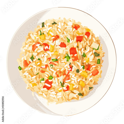 Fried rice in a plate illustration food meal vector
