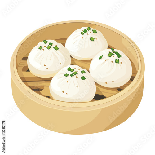 Steamed Pork Buns illustration steamed food vector