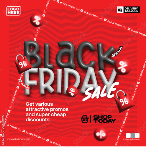 Attractive Black Friday Discount Poster for Social Media Marketing