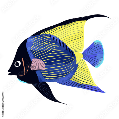 Cute emperor angelfish illustration colorful tropical wildlife vector