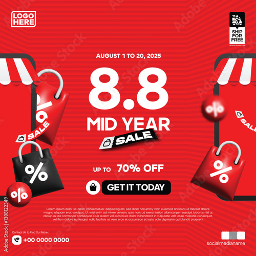 Premium Mid year promotion Social Media Sale Flyer Template