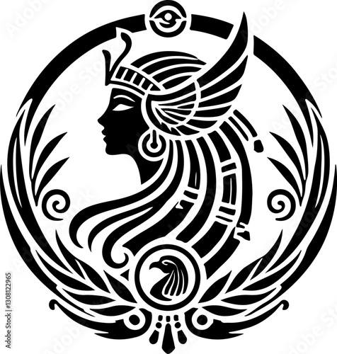 sketch vector illustration silhouette icon logo symbol mandala classic vintage ethnic symbol of beauty woman egyptian queen  