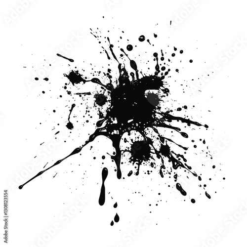 Simple real ink splatter black art silhouette vector