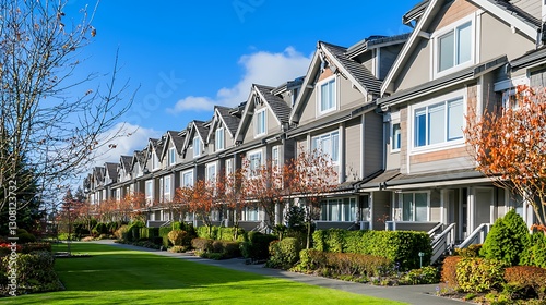 Wallpaper Mural Autumn Townhouses Row, Sunny Day Torontodigital.ca