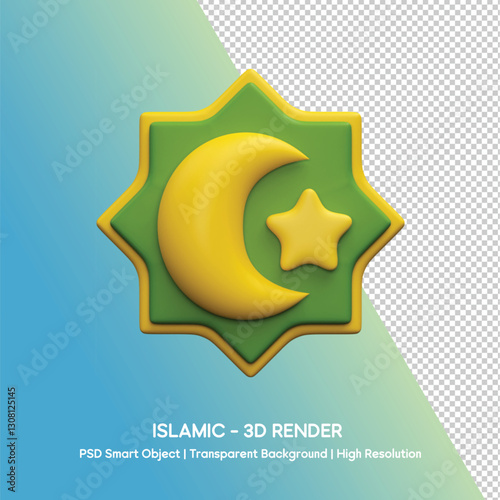 Moon and Star Illustration – Islamic Symbol for Ramadan & Night Sky Design