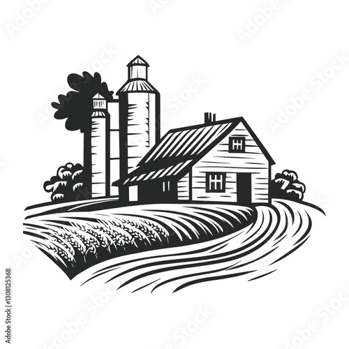 Farmhouse art traditional vintage vector