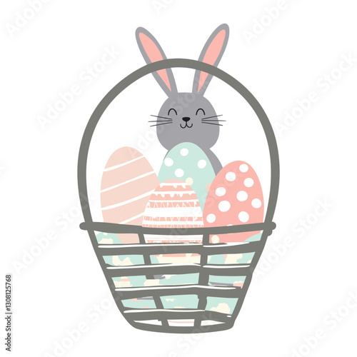 Funky vector easter eggs basket colors bunny vector