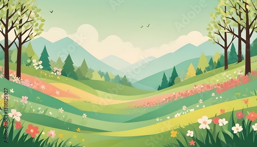 A spring themed background designed in a paper-style aesthetic, perfect for adding a fresh and artistic touch to your projects