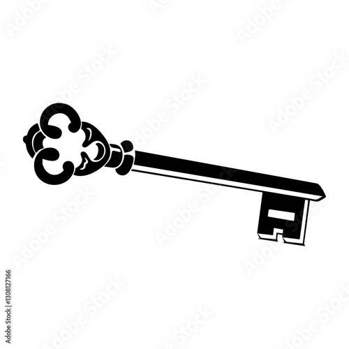 A key icon style silhouette decorative vector