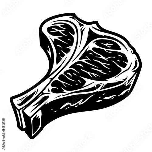 Simple a steak illustration black white vector