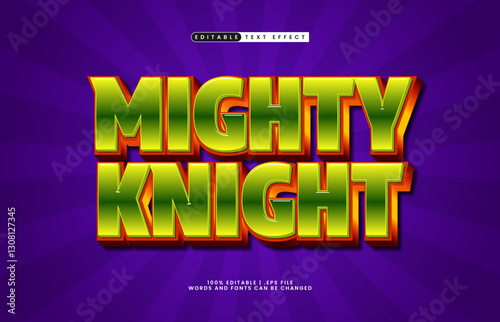mighty knight editable text effect with a hero and super text effect