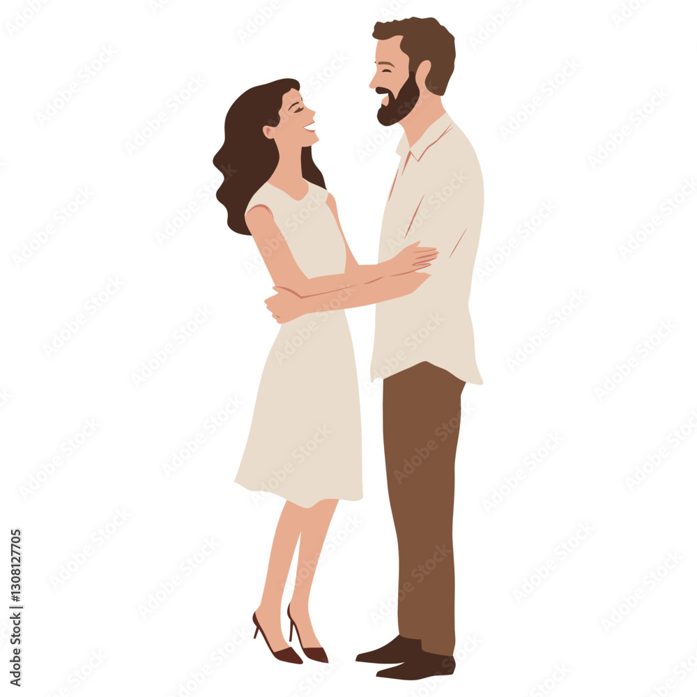 Obraz premium Couple minimalist smiling person vector