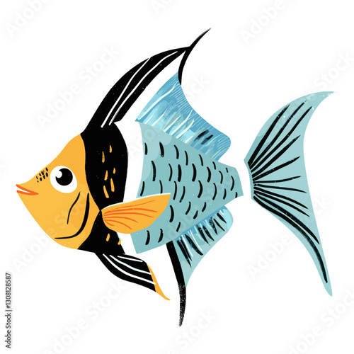 Cute angel fish illustration decorative angelfish colorful vector