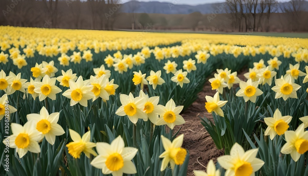 Obraz premium Daffodils blooming in a field, spring concept